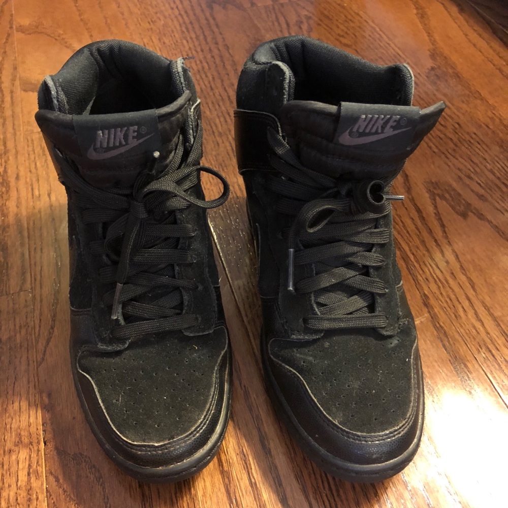 Black Nike Wedge High Tops Sz 6